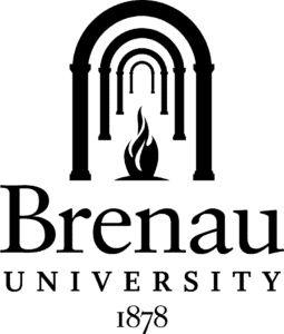 Brenau University logo, vertical - all black
